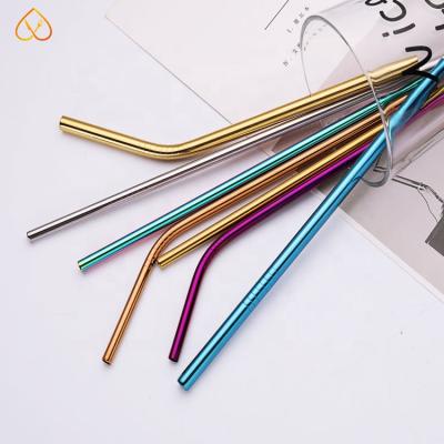 China Hot Selling Stainless Steel Custom Sets Sustainable 18/10 Straight And Curved Colorful Metal Drinking Straw for sale