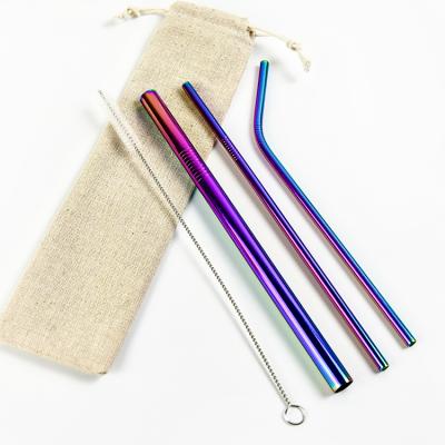 China Sustainable Hot Sale Customized Colorful Stainless Steel Metal Straw Set In Stock for sale