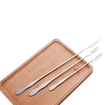 China Viable Wholesale Reusable Frosted Mini Stainless Steel Fork Gold Metal Dessert Cake Fruit Salad Fork for sale