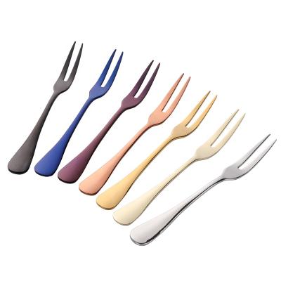 China Sustainable Hot Selling Family-Use 304 Stainless Steel Mini Colorful Fruit Fork for sale