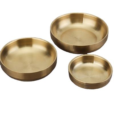 China Sustainable Hotel Stainless Steel Double Wall Bowl Gold Plated Kimchi Dish Dish Bowl Sauce Vinegar Dish Snack Dishes for sale