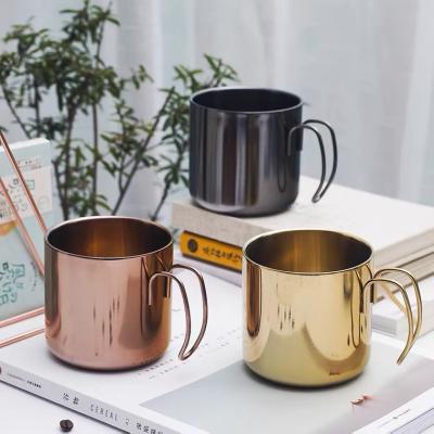 China 304 Stainless Steel Rose Gold Coffee Mug Silver Stainless Steel with Wire Hook Handle for sale