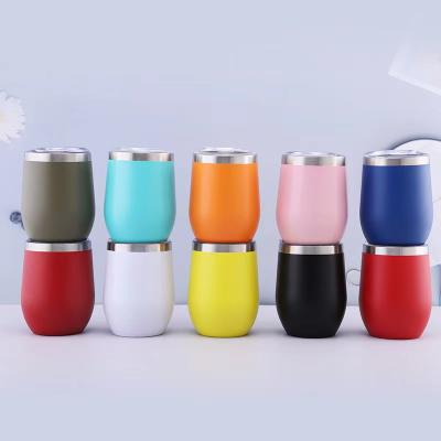 China 12oz Egg Tumbler Shape Wine Double Wall Shabby Chic Vacuum Insulated Mug With Lid 12oz Stainless Steel Mugs 350ml for sale