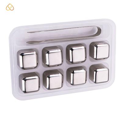 China Reusable Food Grade Metal Whiskey 304 Stainless Steel Ice Cube With Laser Logo for sale