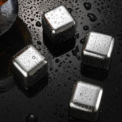 China 304 Stainless Steel Viable Reusable Ice Wine Whiskey Metal Food Grade Cooling Cube With Laser Logo for sale