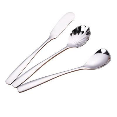 China New Sustainable Amazon Hotsale High Quality European Style 410 Stainless Steel Butter Spreader Knife and Spoon for sale