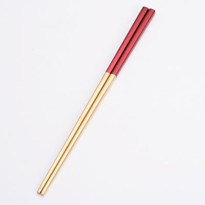 China Viable Red Reusable Gift Set Korean Wholesale Chinese Style Wedding 304 Stainless Steel Chopsticks for sale