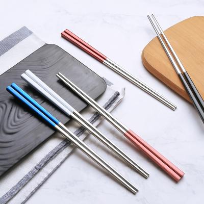 China Viable Hot Sale OEM Bulk Custom Chopstick Gift Box Set Chinese Titanium Metal Chopsticks Make for sale