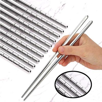 China Wholesale Hot Selling Premium Reusable Metal Stainless Steel Silver Chopsticks Viable for sale