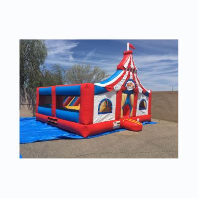 China PVC Inflatable Circus Bounce House Kids Party Inflatable Bounce Clown Combo Jumper With Blower for sale