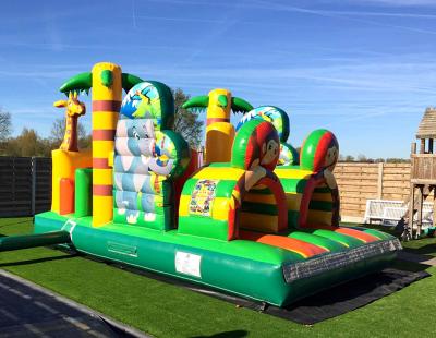 China PVC Animal Inflatable Jungle Obstacle Course Inflatable Obstacle Tunnel Run For Kids And Adults for sale