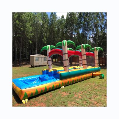 China Tropical Inflatable Water Lane Double Slide PVC 26ft Slip n PVC Wet Slide Pool Slide For Kids Adults Play for sale