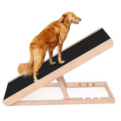 China Sustainable Wooden Folding Pet Ramp Non Slip Upholster Outdoor Height Adjustable Ramp Adjustable Pet Ramp for sale