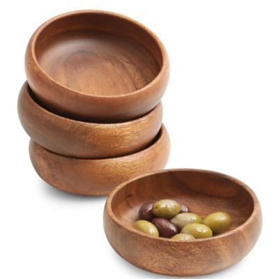 China Disposable 4 Acacia Wooden Snacks Serving Bowl Set Restaurant Homes Hotels for sale