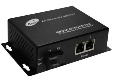 China Ethernet Media Converter Single Mode Fiber To RJ45 with 1 Fiber and 2 Ethernet Ports for sale