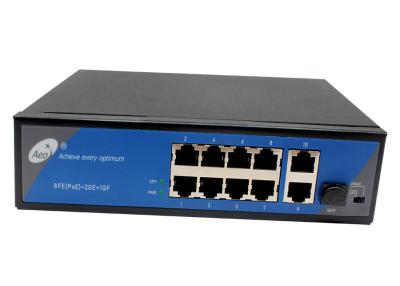 China IP40 Ethernet Fiber Switch Industrial 1 Gigabit SFP and 2 Gigabit Uplink Ports and 8 10/100M POE Ports for sale