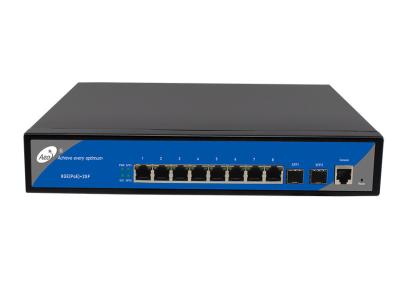 China IP30 8 Port POE Managed Switch 8 Gigabit POE 2 Gigabit SFP Port for sale