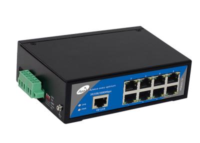 China 250m Industrial POE Media Converter 1 Gigabit Uplink Ethernet 8 10/100M POE Ports for sale