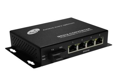 China 4 Port Single Mode Fiber To Ethernet Media Converter for sale