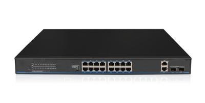 China 16 Ports Gigabit PoE Switch 16 10/100/1000M POE Ports and 2 Gigabit Combo Ports for sale