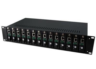 China AC100V - 260V Rack Mount Media Converter Chassis , 2U 14 Slots Fiber Optic Media Converter Chassis for sale