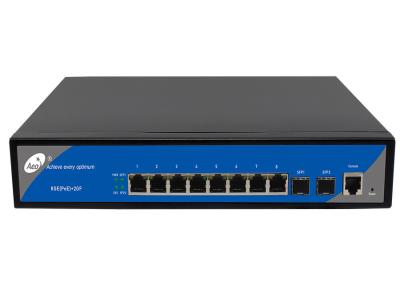 China L2 Managed 8 Port POE Fiber Ethernet Switch 2 Gigabit SFP Port for sale