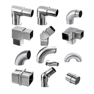 China Modern 90 Degree Railing Elbow Tube Cross Connector Hinge Hold Down Stainless Steel Handrail Joint for sale