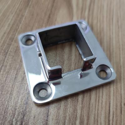 China Modern Stainless Steel 304 Railings 316 Slotted Pipe Around Square Tube Railing Fencing Base Plate Floor Clamp For Slotted Pipe for sale