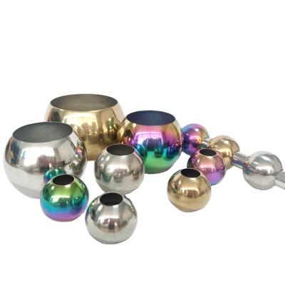 China Stainless Steel Round Metal Cavity Ball Stair Balls Railing Trims Balustrades Adjustable Hollow Home Decorative Ball Handrail for sale