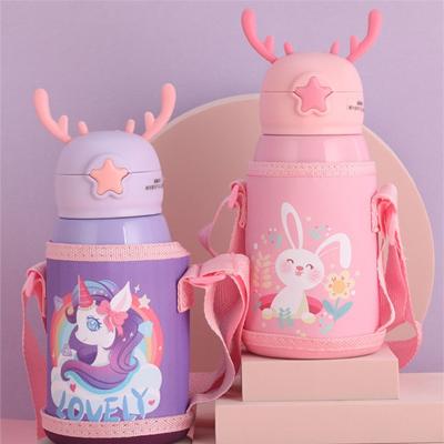 China PORTABLE Child Cup 316 Stainless Steel With Straw Kindergarten Kindergarten Pupils Appearance High Level Cartoon Anti Drop Kettle for sale