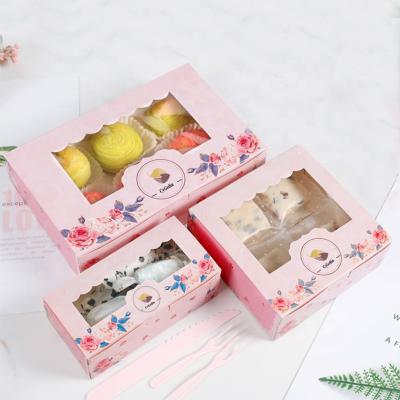 China Recycled Materials Custom Cheap Recycled Kraft Paper Packing Box For Cupcakes Cookies Pastry With Window for sale