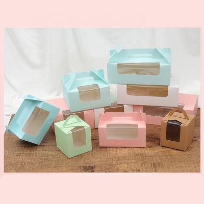 China recyclable & Handmade Customized Printed Portable Bakery/Cake/Cookies/Cheese Packing Box With Clear PVC Window for sale