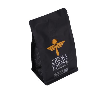 China High Quality PET Material Aluminum Foil Coffee Bag With Valve Matt Black Coffee Bag for sale