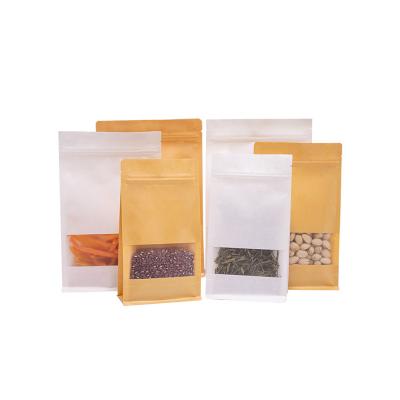 China 2021 Stand Up Kraft Paper Pouch Ziplock Kraft Paper Packaging With Clear Window for sale