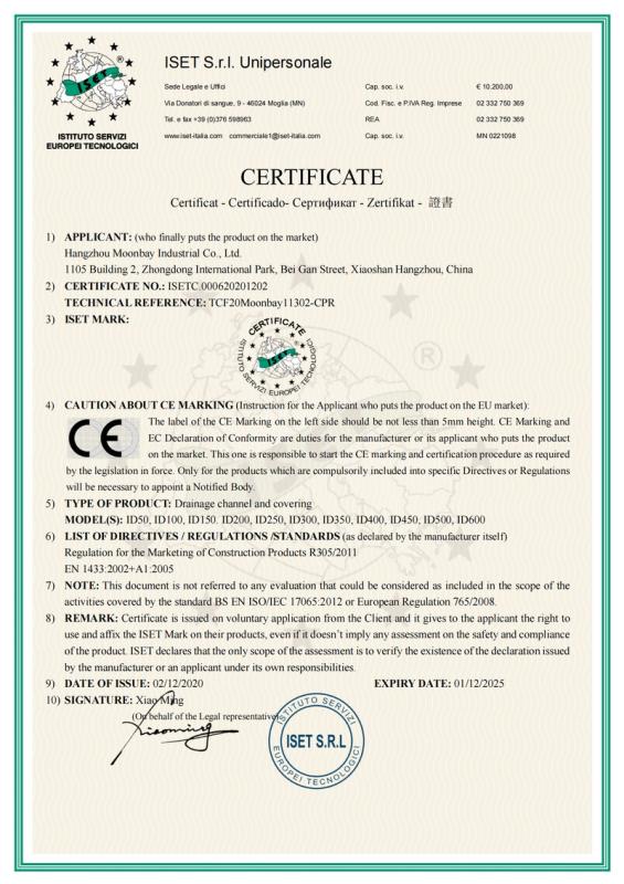 CE - Hangzhou Moonbay Industrial Co., Ltd.