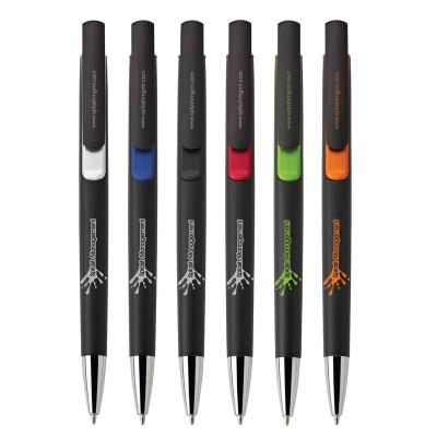 China Customized Best Price Promotional Pen Customized Cheap Selling Promotional Item-Metallic Black Ball Pen Plastic Pen Ballpoint Pen With Custom Logo Print for sale