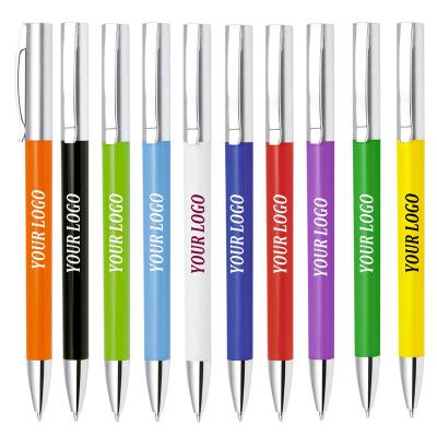 China china oem ballpen cheap plastic item promotional thin custom logo twist promotional pen solgan ball pen with metal clip for sale