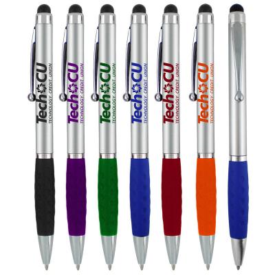 China Promotional Custom Logo Stylus Pen Silver Plastic Ballpoint Pen With Touch Screen For Smartphone-Personalized Printing Stylus Ballpoint Pens With Grip for sale