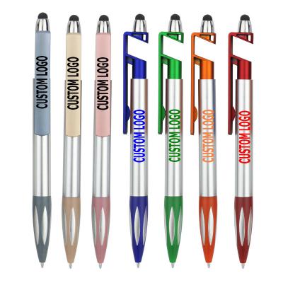 China Pen New Promotional 3 In 1 Promotional Metallic Touch Screens Pen For Smartphone Ballpoint Pen Stylus - Plastic Ballpoint Pen With Phone Holder Stand for sale