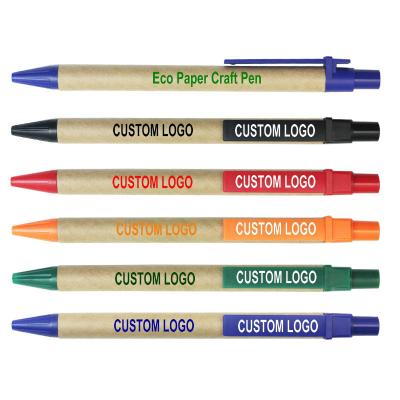 China Low MOQ Customized Recycled Paper Paper Ball Pen Customized Promotional Cardboard Barrel Tube Pen With Custom Logo Imprint for sale