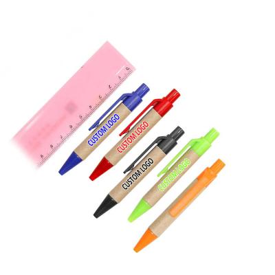 China Promotional Pen Customized 9cm Length Short Mini Biodegradable Recycle Barrel Paper Ballpoint Pen With Custom Company Brand Logo Imprint for sale