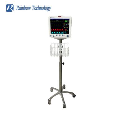 Cina Multi-parameter ICU Patient Monitor Prezzo Ospedale Medical Patient Monitor Mobile Stand Mobile Cart Trolley in vendita