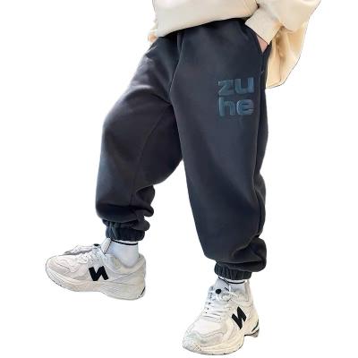 China BEST SELLING Breathable Kids Boys Casual Winter Loose Thickened Soft Plush Pants Calf Cuff Warm Pants Wholesales for sale