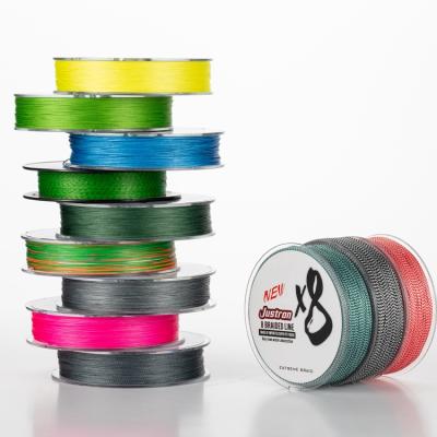 China Direct selling high strength blue multicolor strand super power braided fishing line 8 level pe fishing line braided for sale