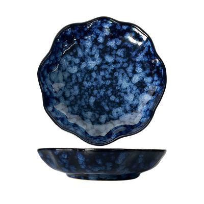 China Sustainable Europe Fine Porcelain Dinner Set Kiln snowflake blue series tableware Porcelain Dinner Set for sale