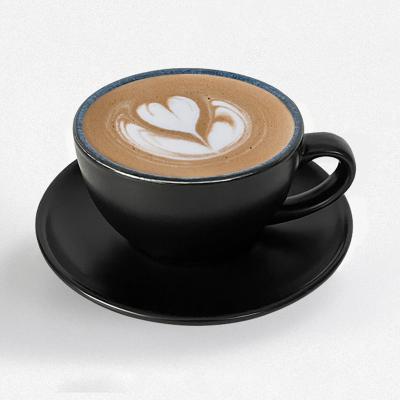 China Sustainable High quality customizable round shape black and blue glazed tea coffee cup ceramic with handle for sale