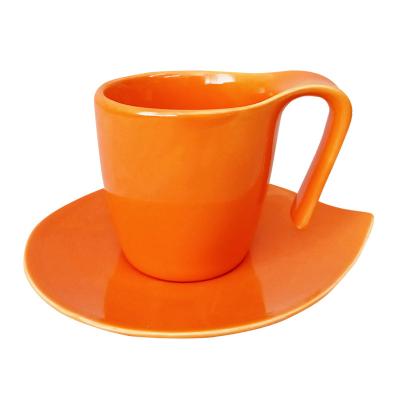 China Sustainable Hand made colorful glazed espresso coffee cup and biscuits saucer ceramic cup and saucer for gift for sale