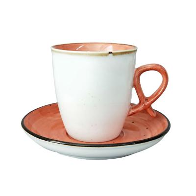 China Sustainable Nordic wholesale high quality hand painted afternoon tea cup and saucer tea cup ceramic for sale