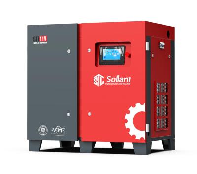 China Sollant 15HP 11kw Permanent Magnet Motor Lubricated Variable Frequency Screw Air Compressor for sale