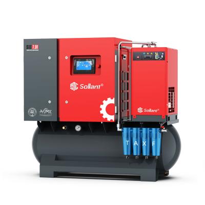 China Sollant Lubricated Integrated Screw Air Compressor 300l 500l Combined Screw Compressor Unit for sale